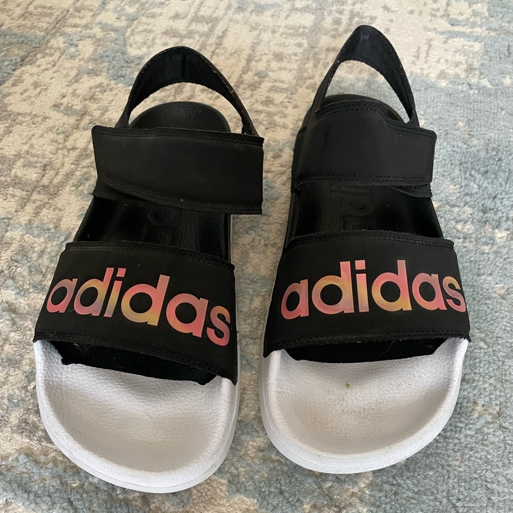 Adidas Adilette Black Strappy Sandal - Women’s 7